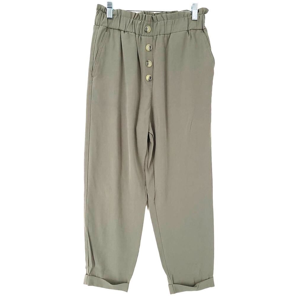 ZARA Green Paperbag Cuffed Pants SM